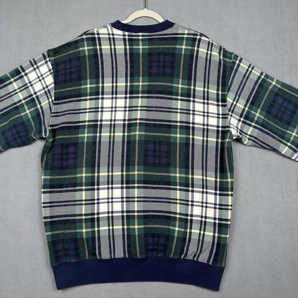 VTG Nautica Fleece Pullover Sweater Men XL Plaid 90s Sweatshirt Golf Embroidered
